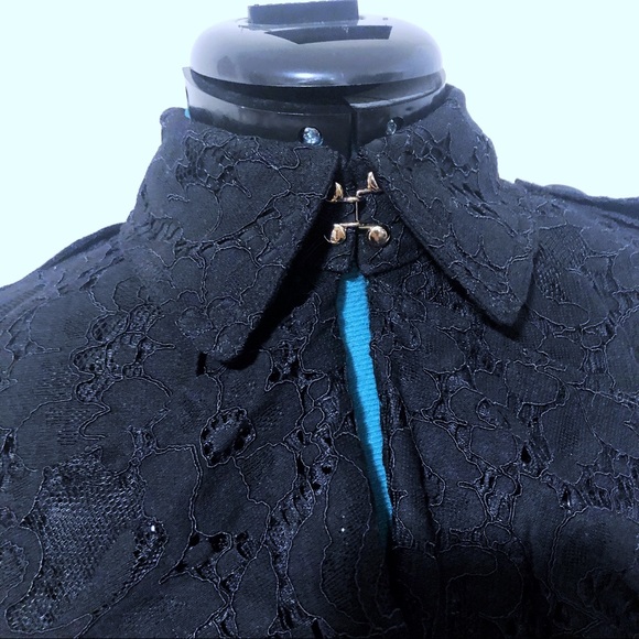 Black Lace Belted Trench Coat - Picture 9 of 12